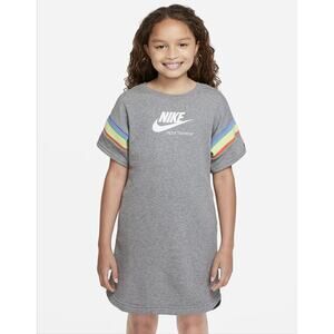 Nike Sportswear Heritage Older Girls' Short-Sleeve Dress XL Gray Logo